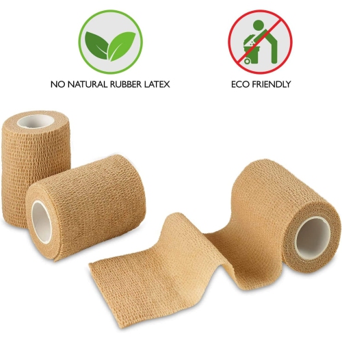 Self Adherent Wrap - Bulk Pack of 12, Athletic Tape Rolls and Sports Wraps, Self Cohesive Non-Woven Adhesive Bandage for Ankle Sprains & Swelling