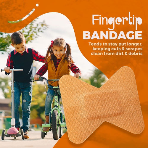 Flexible Fabric Finger Bandages - 100 Count Box of Flex Fabric Adhesive Bandages Finger-Tip Bandages for Finger Care&nbsp;and to Protect Wounds