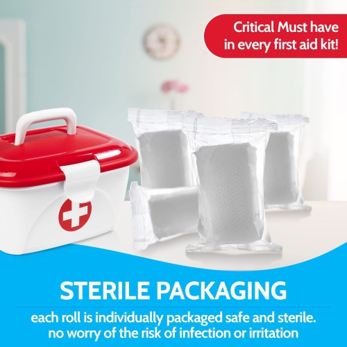 Gauze Bandage Rolls - 4 Yards Per Roll of Medical Grade Gauze Bandage and Stretch Bandage Wrapping for Dressing All Types of Wounds and First Aid Kit