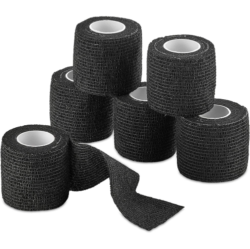 Self-Adherent Cohesive Bandage - 24 Rolls Bulk - 2" Wide x 5 Yds Athletic Sports Tape for Medical Use, Sports, First Aid and Helps Protect Skin, Black
