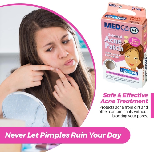 Acne Patch - Pimple Spot Treatment Hydrocolloid Bandages Absorbing Zit Cover Dots, Heart and Star Shapes by Medca
