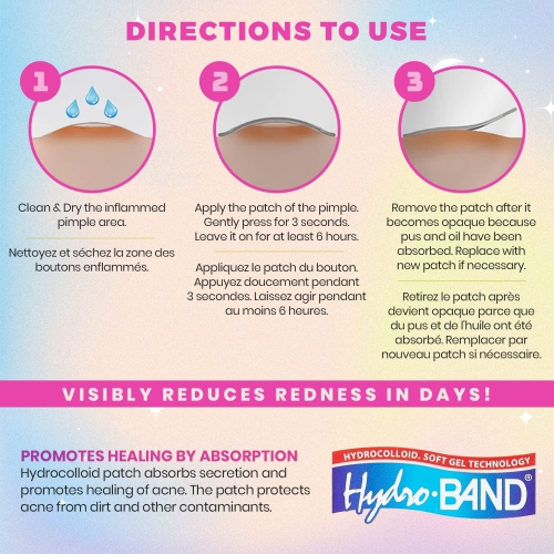 Acne Patch - Pimple Spot Treatment Hydrocolloid Bandages Absorbing Zit Cover Dots, Heart and Star Shapes by Medca