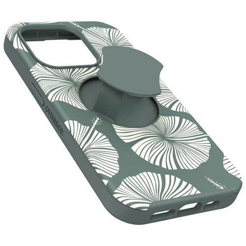 OtterBox OtterGrip Symmetry Fitted Hard Shell Case with MagSafe for iPhone 15 Pro - Green Leaf