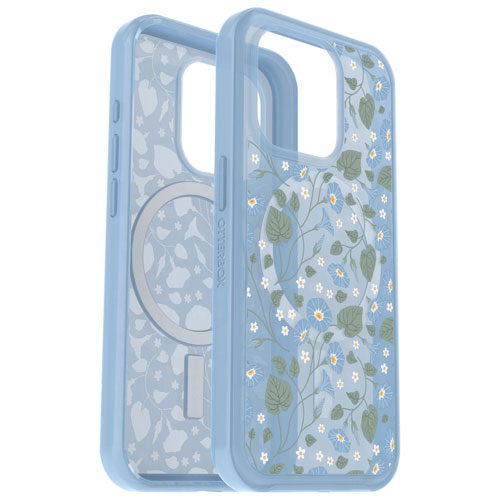 Étui rigide ajusté Symmetry d'OtterBox pour iPhone 15 Pro - Bleu/Floral