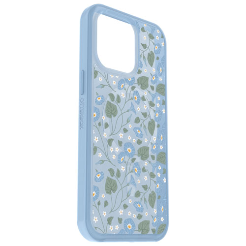 Étui rigide ajusté Symmetry d'OtterBox avec MagSafe pour iPhone 15 Pro Max - Bleu/Floral