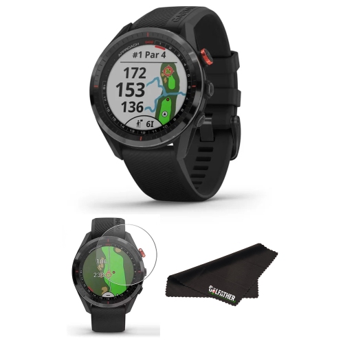 Garmin Approach S62 (Black), GPS Golf Watch, 42K+ Preloaded Golf Courses,  The Golfather Clean and Protect Bundle with Cleaning Cloth and 2x HD