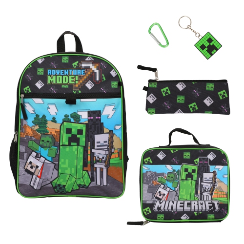 Minecraft Adventure Mode 5 Piece Kids 16" Backpack Set
