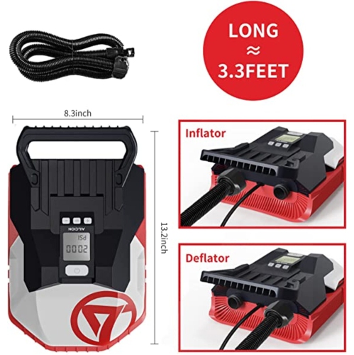 Electric Paddle Board Pump UP TO 20PSI Electric Air Pump for Inflation and Deflation W/ Auto-Off Feature, 12V DC Car W/ 5 Nozzles for Paddle Board,