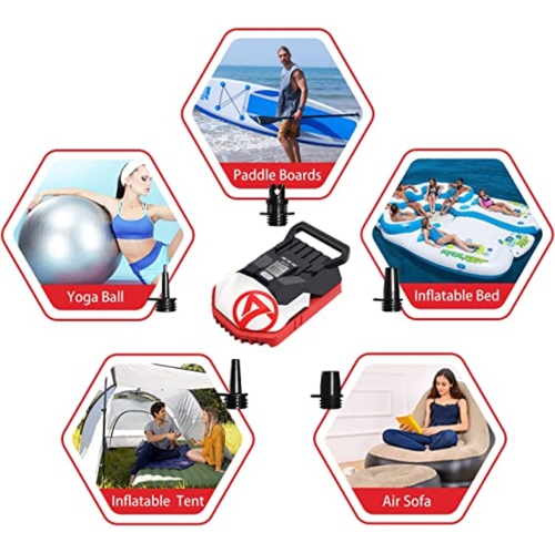 Electric Paddle Board Pump UP TO 20PSI Electric Air Pump for Inflation and Deflation W/ Auto-Off Feature, 12V DC Car W/ 5 Nozzles for Paddle Board,