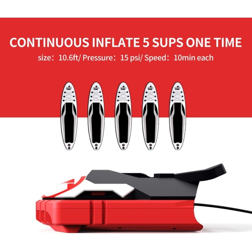Electric Paddle Board Pump UP TO 20PSI Electric Air Pump for Inflation and Deflation W/ Auto-Off Feature, 12V DC Car W/ 5 Nozzles for Paddle Board,