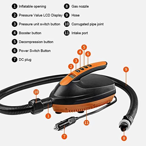 Electric Paddle Board Pump UP TO 16PSI Electric Air Pump 12V DC Car, electric e-pump for paddle board,