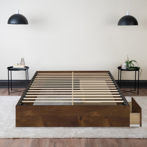 HAMUQ  Storage Wood Bed (Truffle) - Queen