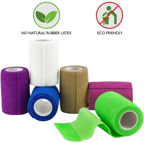 Self Adherent Wrap - Bulk Pack of 6, Athletic Tape Rolls and Sports Wraps, Self Cohesive Non-Woven Adhesive Bandage for Ankle Sprains & Swelling