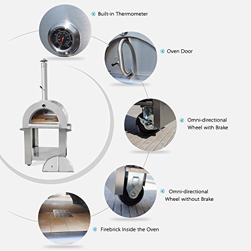Crown Wood Fired Stainless Steel Outdoor Pizza Oven with Accessories - Perfect for Outdoor Cooking & Parties | HPO01RS