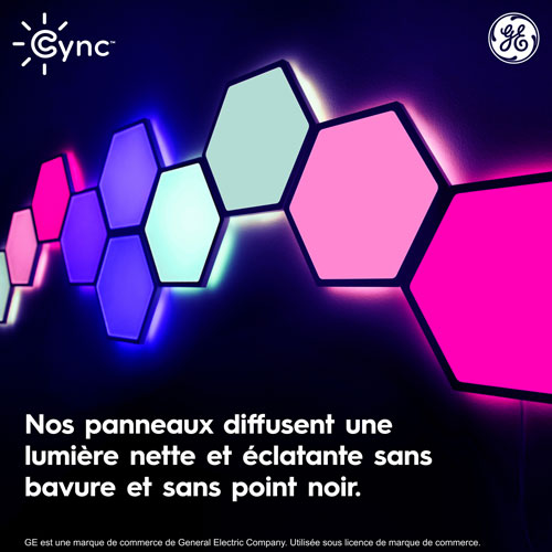 Panneaux lumineux hexagonaux à effets dynamiques Cync de GE - Trousse d'extension - 5 panneaux