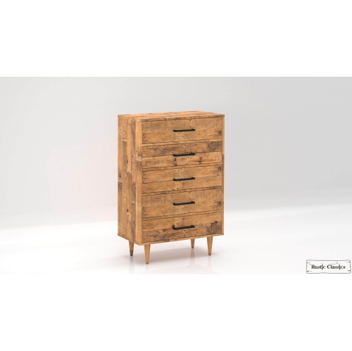 Rustic Classics Cypress Reclaimed Wood 5 Drawer Chest in Spice