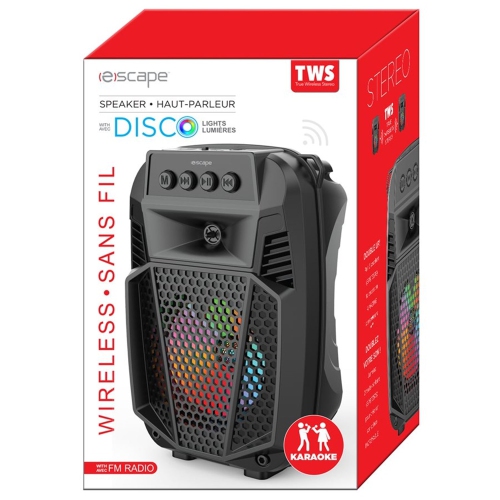 Escape - Wireless Bluetooth Speaker, Super Bass With FM Radio and Backlight, Black