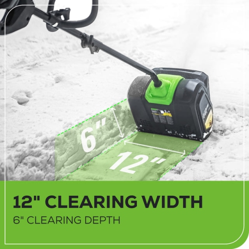 Pelle à neige électrique sans fil de 12&nbsp;po 80&nbsp;V de Greenworks, distance de lancer 20&nbsp;pi, outil de retrait de souffleuse à neige pour
