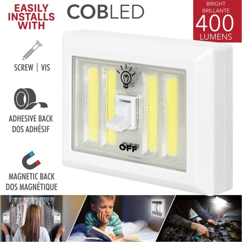 RCA - Lampe murale avec interrupteur sans fil, 4 COBLED, 400 lumens, blanc