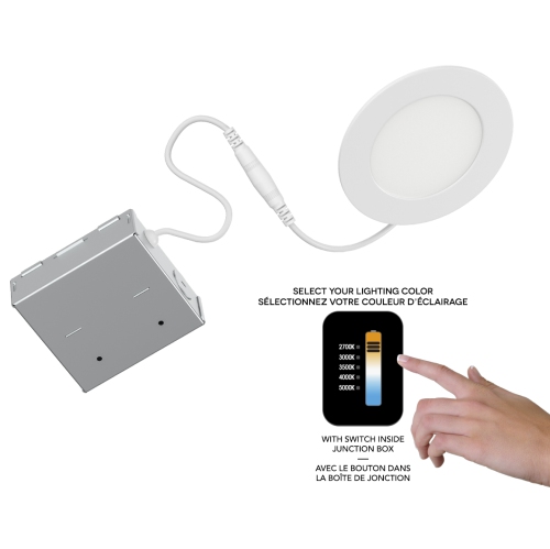 BAZZ – Ensemble de 6 luminaires encastrés à DEL blancs de 4 po, DISK5CCT4W6