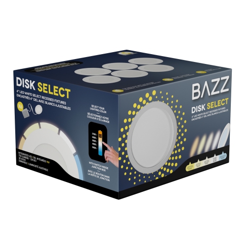 BAZZ – Ensemble de 6 luminaires encastrés à DEL blancs de 4 po, DISK5CCT4W6