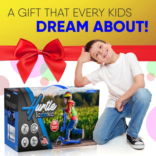 Trottinette à roulettes pour enfants Hurtle 3 - tout-petits assis/debout 2-en-1 - trottinettes avec siège rabattable