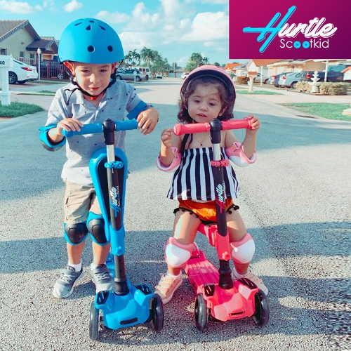 Trottinette à roulettes pour enfants Hurtle 3 - tout-petits assis/debout 2-en-1 - trottinettes avec siège rabattable