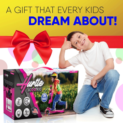 Trottinette à roulettes pour enfants Hurtle 3 - tout-petits assis/debout 2-en-1 - trottinettes avec siège rabattable