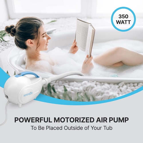 Portable Spa Bubble Bath Massager - Thermal Spa Waterproof Non-slip Mat with Suction Cup Bottom, Motorized Air Pump & Adjustable Bubble Settings -
