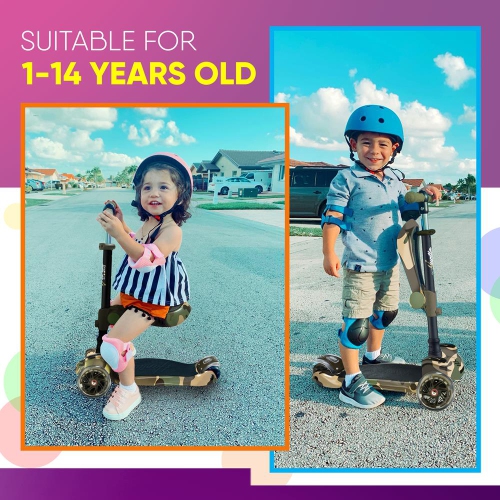 Trottinette à roulettes pour enfants Hurtle 3 - tout-petits assis/debout 2-en-1 - trottinettes avec siège rabattable