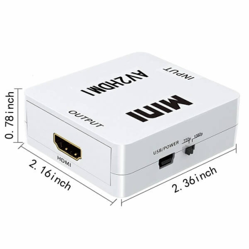 RCA to HDMI Converter Adapter, 1080P AV to HDMI RCA Composite CVBS Video Audio Converter Mini AV2HDMI Adapter Supporting PAL/NTSC for