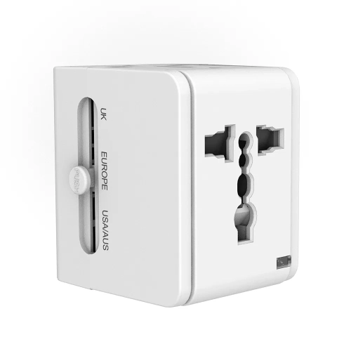 Compact Worldwide Universal Power Adapter Converter with 2 USB Charging Ports, All in One International Travel Wall Charger Plug with Surge