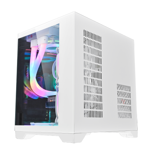 Boîtier d'ordinateur en verre trempé avec 5 ventilateurs RVBA Micro-ATX/Mini-ITX de WJ