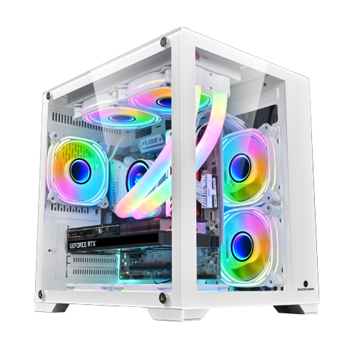 Boîtier d'ordinateur en verre trempé avec 5 ventilateurs RVBA Micro-ATX/Mini-ITX de WJ