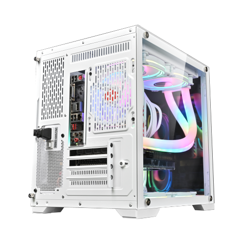 Boîtier d'ordinateur en verre trempé avec 5 ventilateurs RVBA Micro-ATX/Mini-ITX de WJ