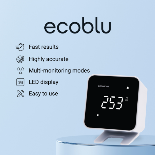 Ecosense EB100W EcoBlu, Home Radon Detector, Captures & Displays Results Every 10 Minutes, Short & Long-Term Continuous Monitoring, Easy to Use