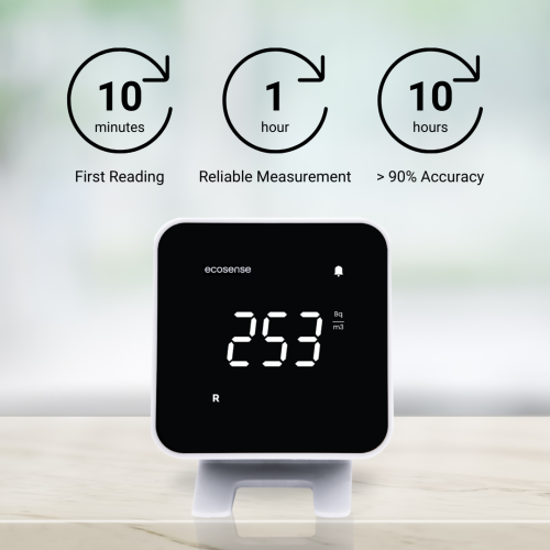 Ecosense EB100W EcoBlu, Home Radon Detector, Captures & Displays Results Every 10 Minutes, Short & Long-Term Continuous Monitoring, Easy to Use