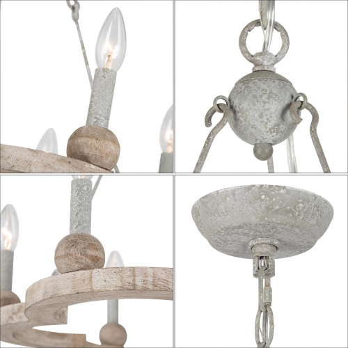 Lustre rustique à 6 lampes pour salle à manger Farmhouse Island Wood