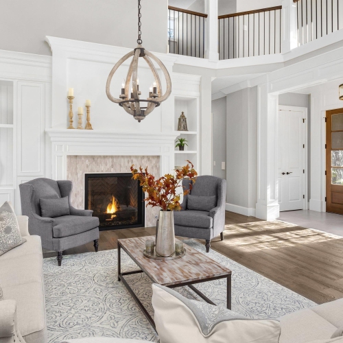 Lustre moderne champêtre en bois chandelier, lampe suspendue à 5 ampoules pour salle à manger