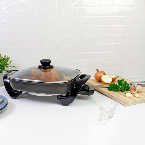 Kenmore Electric Skillet with Lid - Black/Silver
