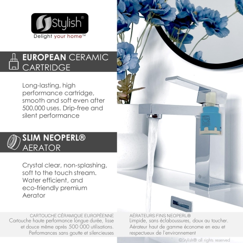 Stylish Single Handle Polished Chrome Finish Bathroom Faucet B-112C