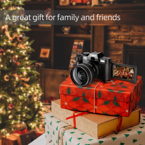 Appareil photo numérique NBD pour photographie et vidéo, caméra de blogage vidéo 48 Mpx 4K pour YouTube avec écran rabattable à 180°, zoom