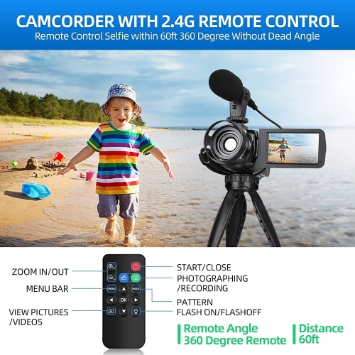 NBD Video Camera Camcorder 2.7K YouTube Vlogging Camera 3.0" IPS 42MP Digital Camera Recorder 18X Digital Zoom with 32GB SD Card