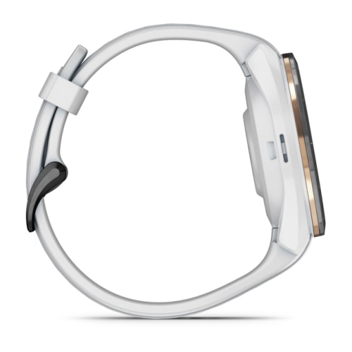 Lunette en céramique noire Approach S70 de Garmin avec bracelet en silicone blanc - taille de boîtier 42 mm