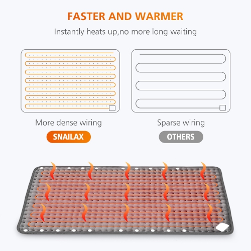 Snailax Heating Pad & Foot Warmer, 6 Temperature Settings & Auto Shut Off, 17”x33”