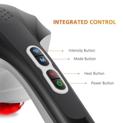 Snailax Cordless Handheld Back Massager with Heat,Deep Tissue Percussion Massager, 3 Sets of Dual Pivoting Heads,Rechargeable Hand Held Massager for