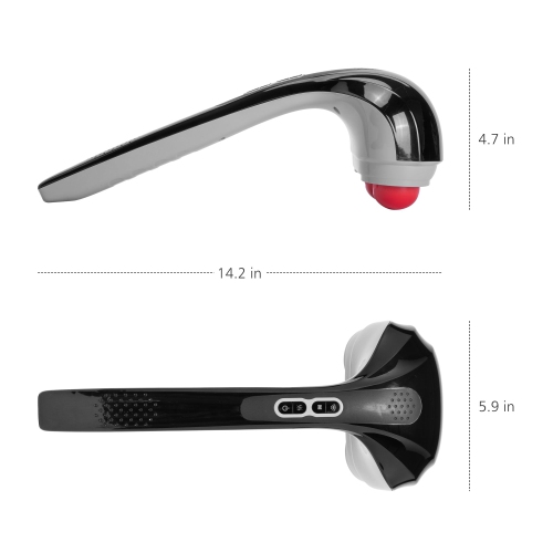 Snailax Cordless Handheld Back Massager with Heat,Deep Tissue Percussion Massager, 3 Sets of Dual Pivoting Heads,Rechargeable Hand Held Massager for