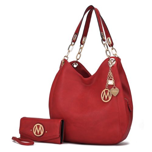 MKF Collection Wandy Soft Vegan Leather Women's Hobo Bag & Wallet Set by  Mia K. - Orange 