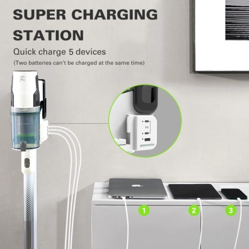 Aspirateur-balai Greenworks 24 V, batterie de 4Ah V et chargeur inclus