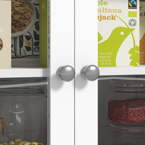 HOMCOM 71" Kitchen Pantry Cabinet, Wide Buffet Cabinet with Countertop, Freestanding Storage Cabinet with 5 Doors, Adjustable Shelves, Drawer, Glass